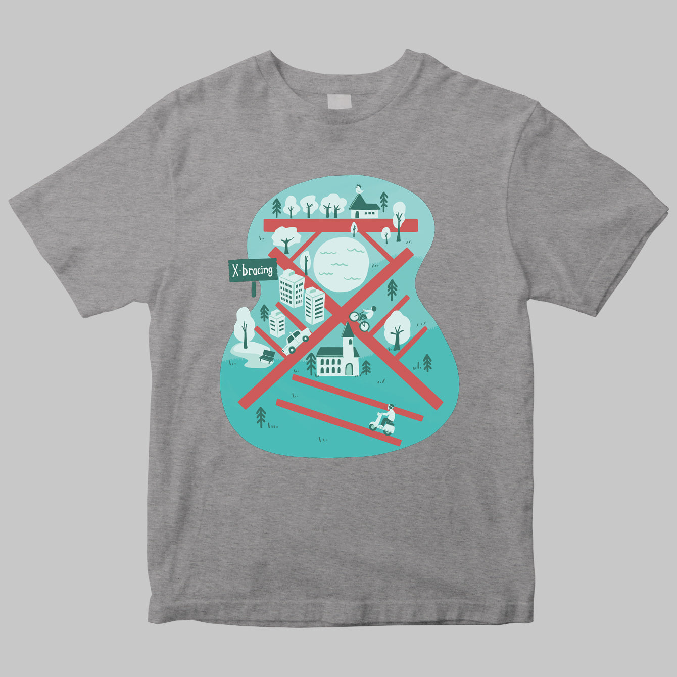 Xブレイシング・イラストTシャツ