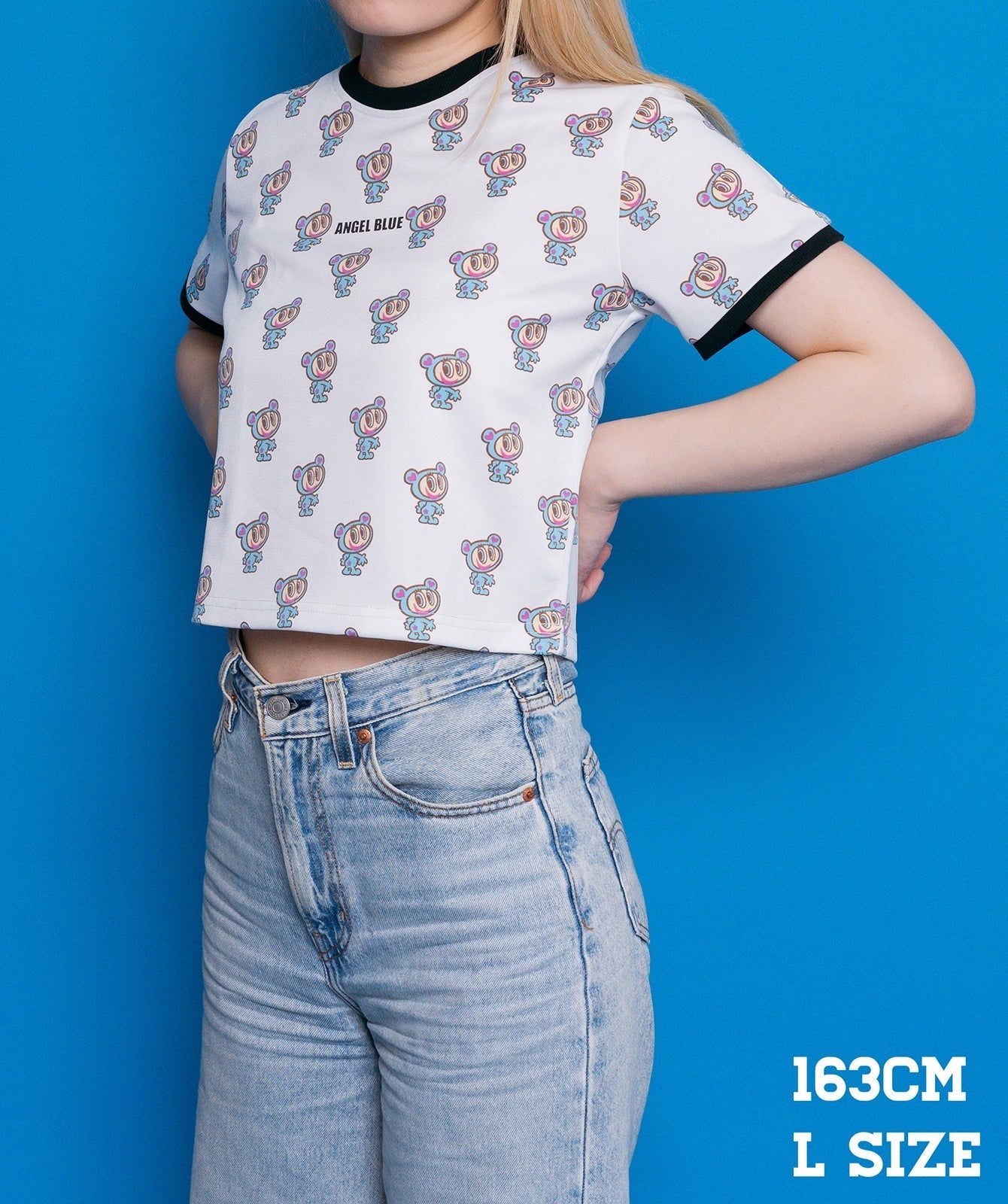 【再々販】エンジェルブルー・ナカムラくん総柄ショート丈Tシャツ