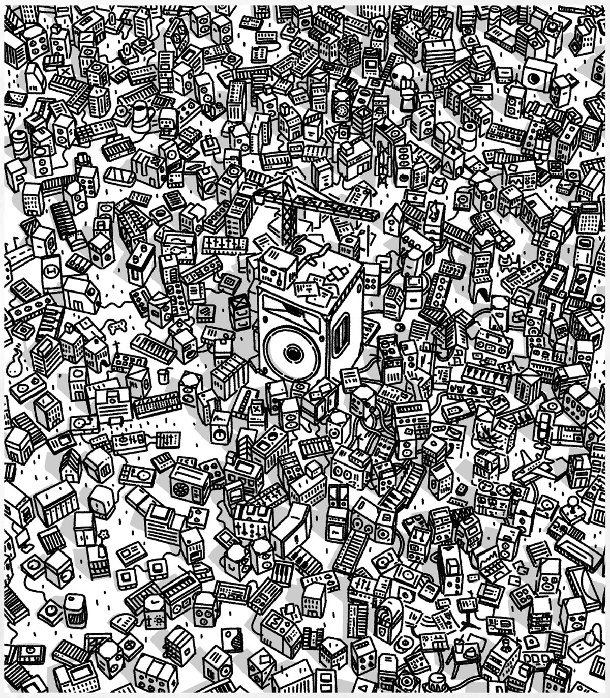 機材がいっぱいTシャツ(バックプリント)