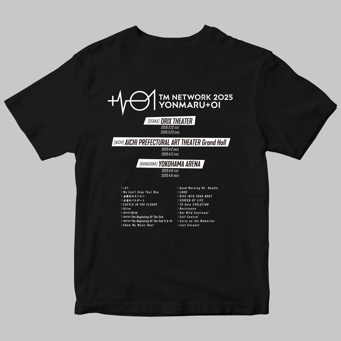 TM NETWORK 2025 YONMARU+01セットリストTシャツ【期間限定:2025年12月31日まで】