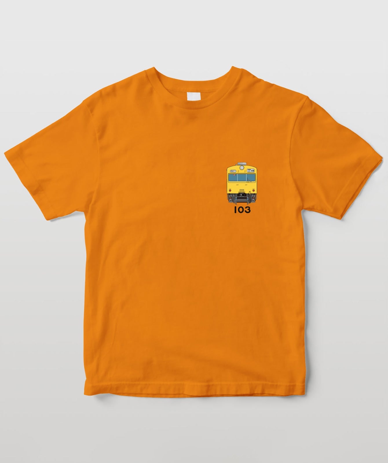 電車の顔図鑑Tシャツ 国鉄型103系電車カナリア色 Type B