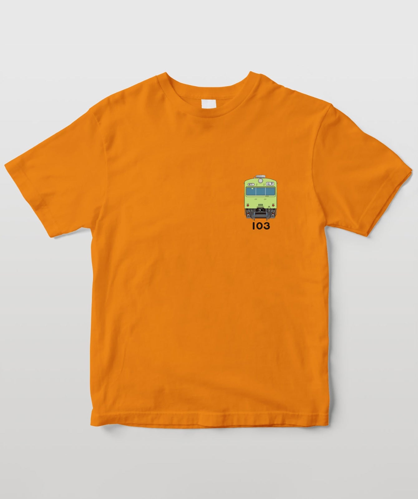 電車の顔図鑑Tシャツ 国鉄型103系電車ウグイス色 TypeB