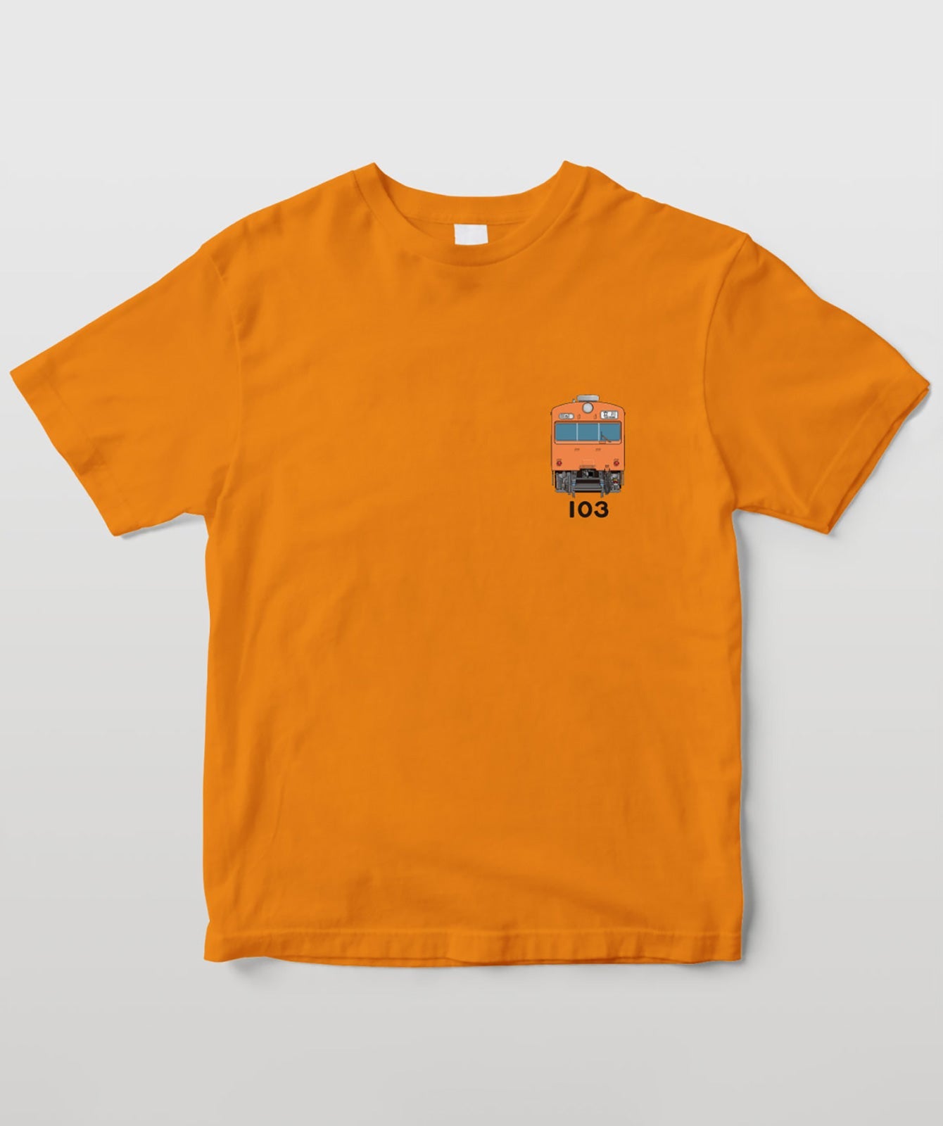 電車の顔図鑑Tシャツ 国鉄型103系電車オレンジバーミリオン色 TypeB