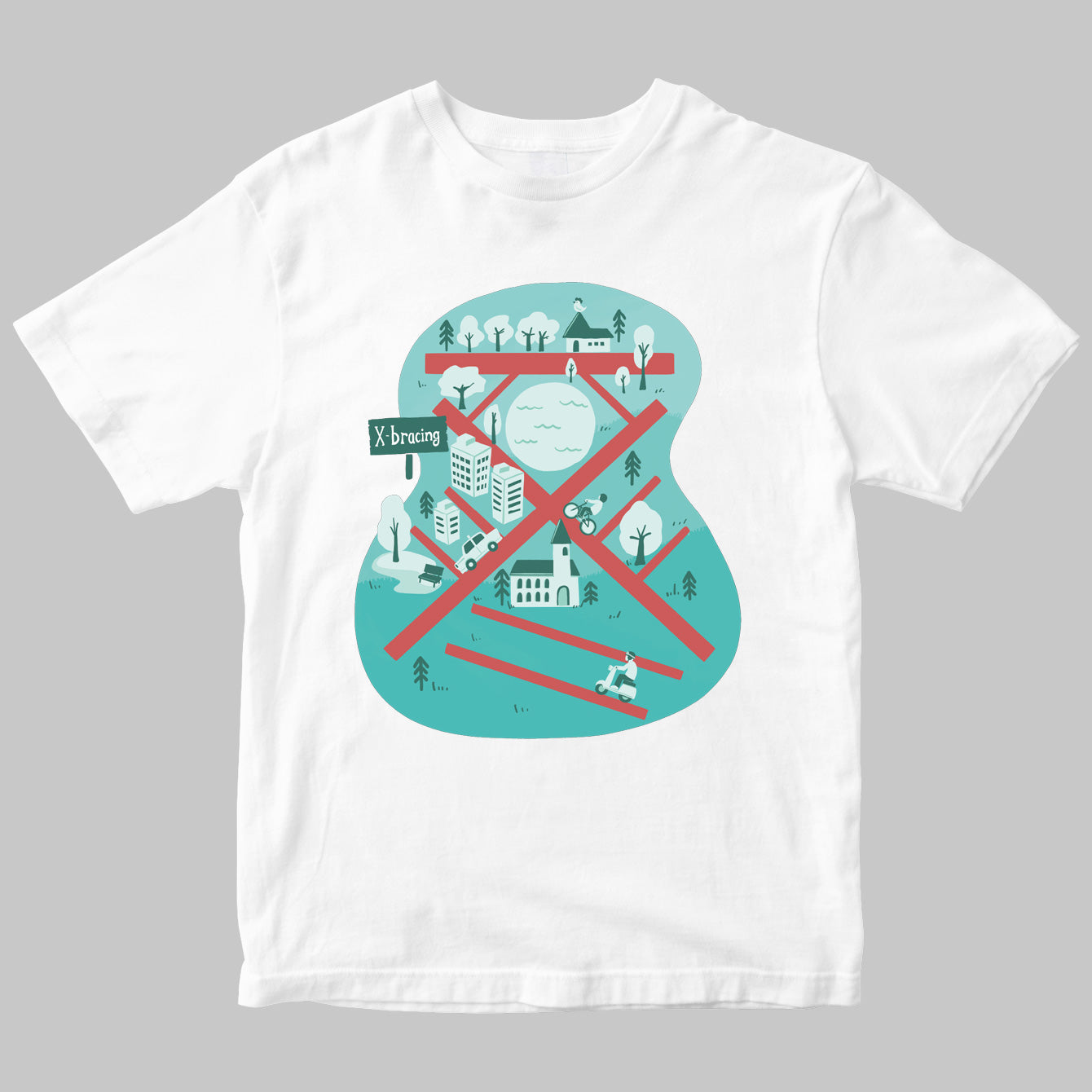 Xブレイシング・イラストTシャツ