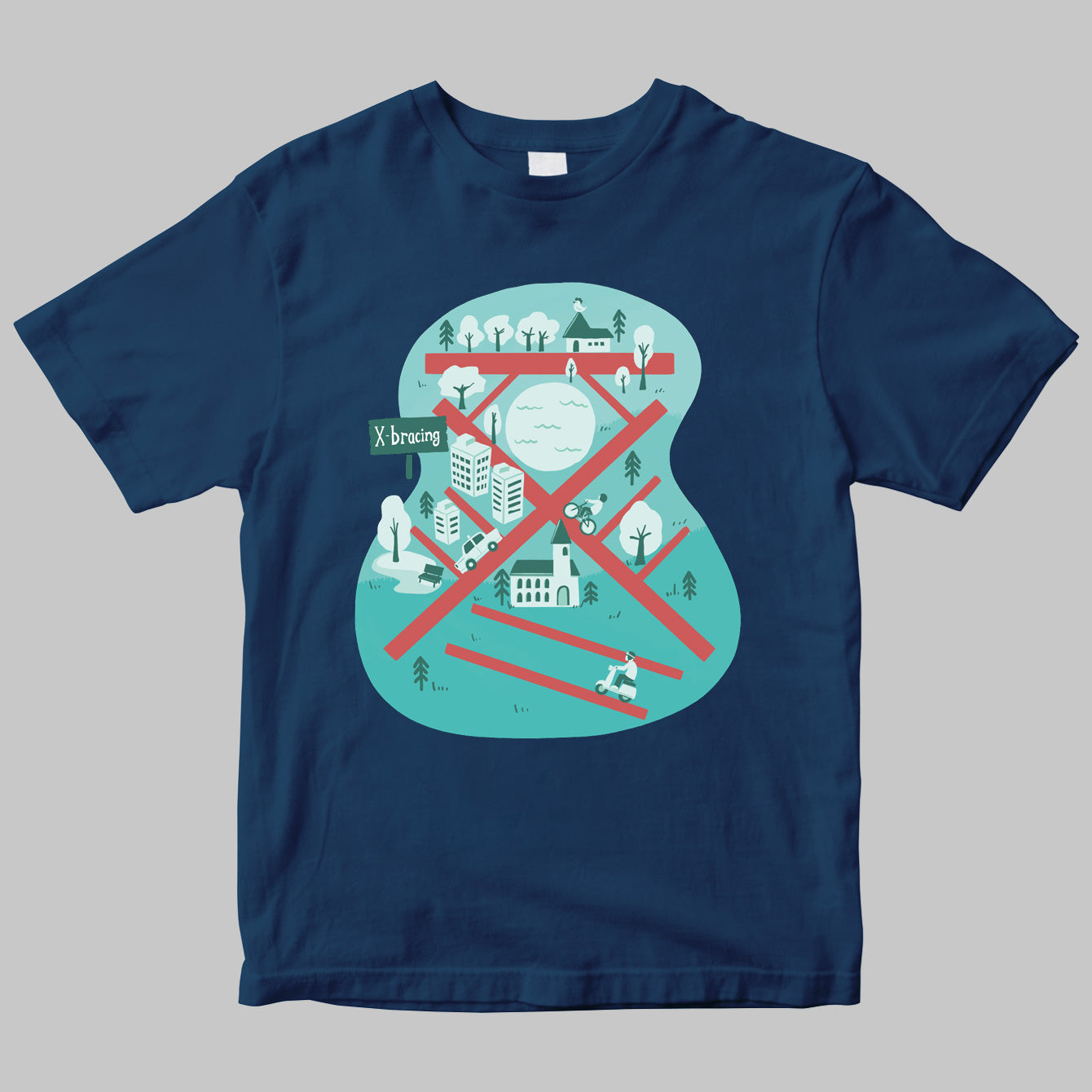Xブレイシング・イラストTシャツ