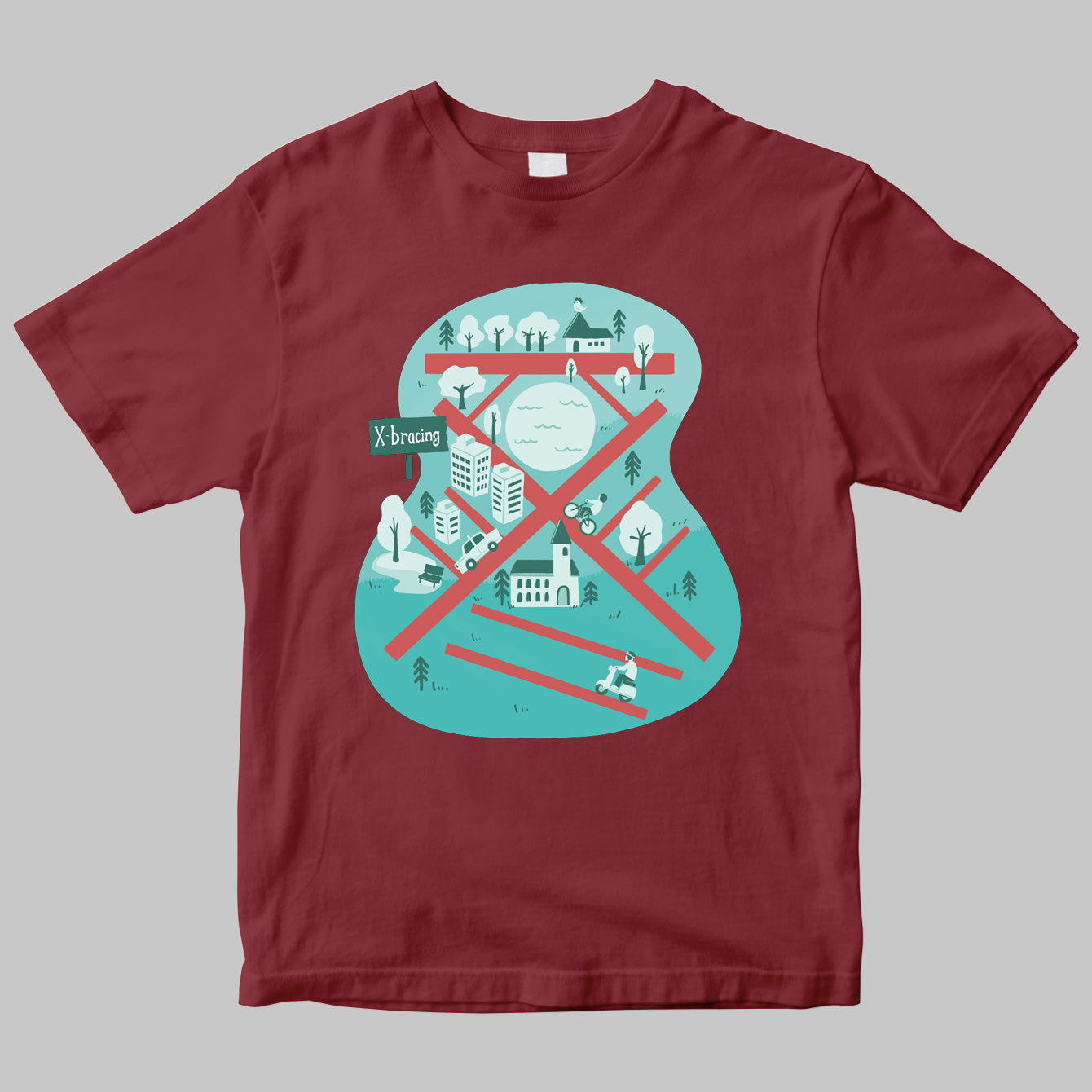 Xブレイシング・イラストTシャツ