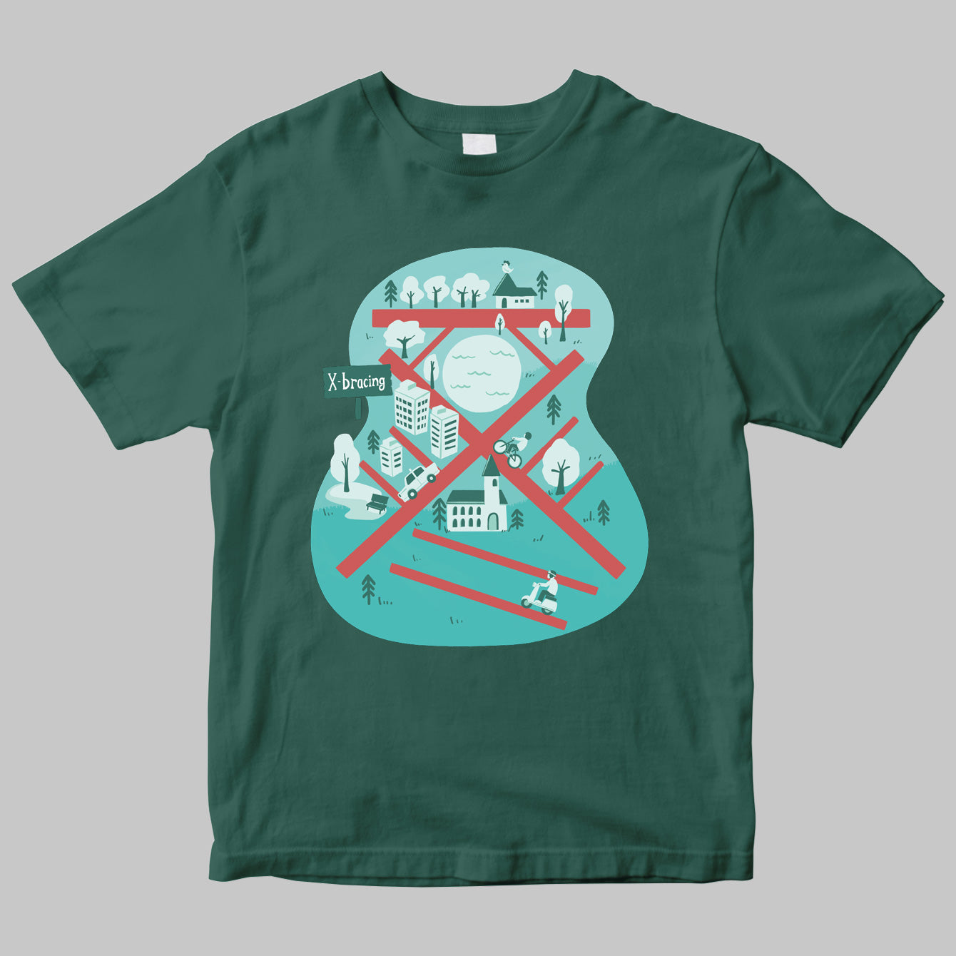 Xブレイシング・イラストTシャツ