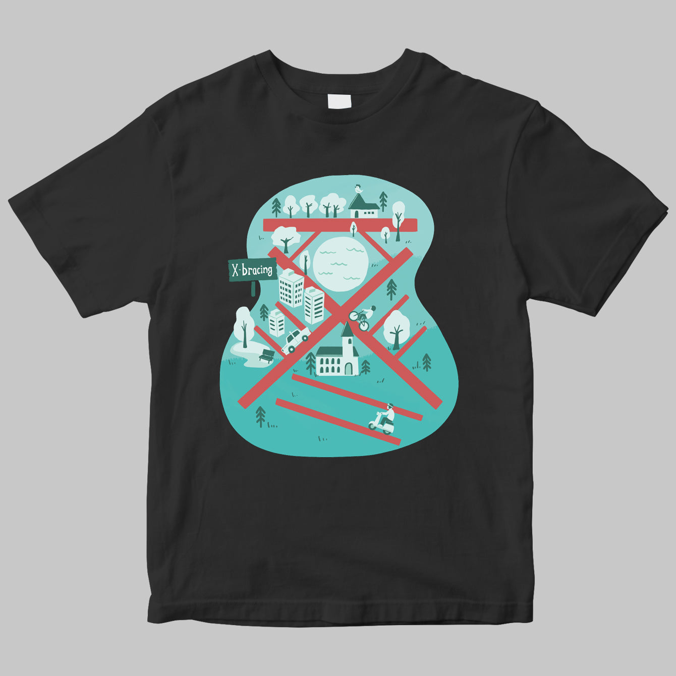 Xブレイシング・イラストTシャツ