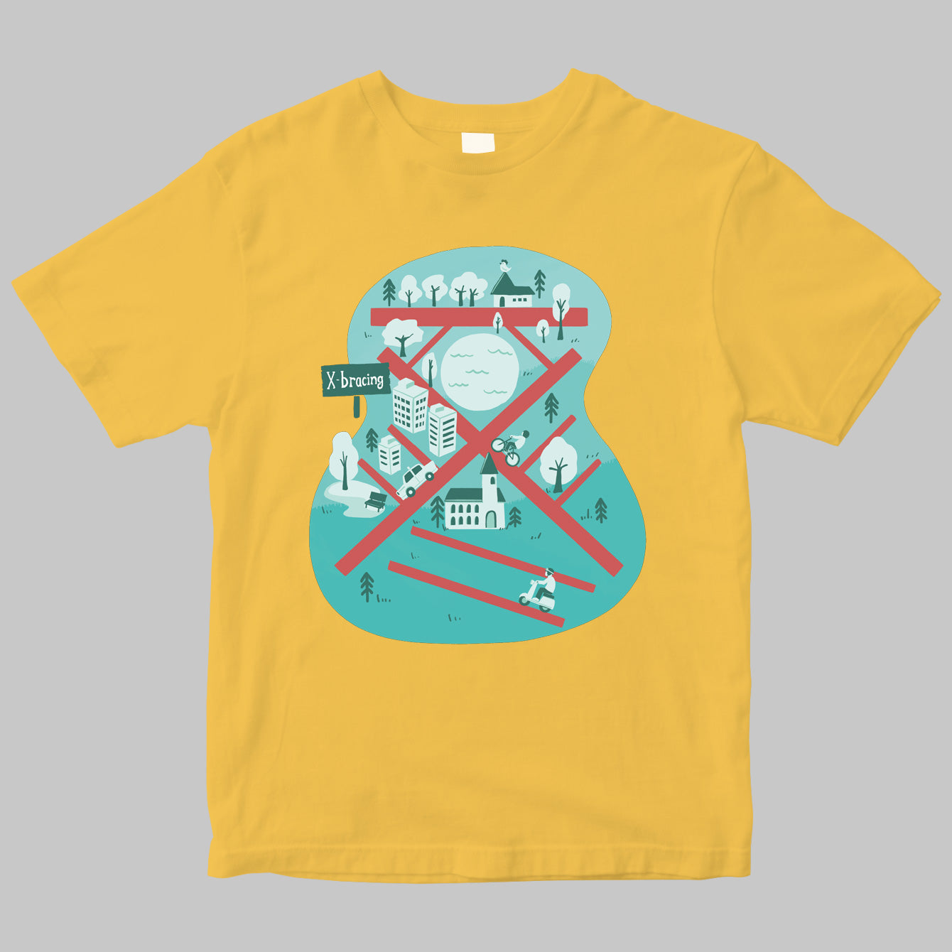 Xブレイシング・イラストTシャツ