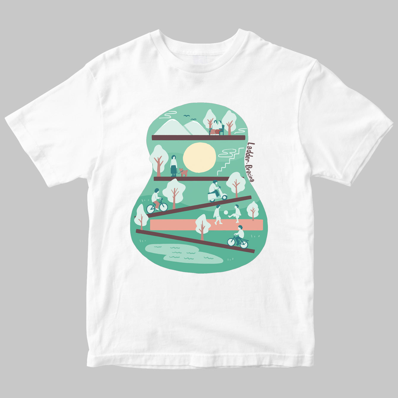 ラダー・ブレイシング・イラストTシャツ