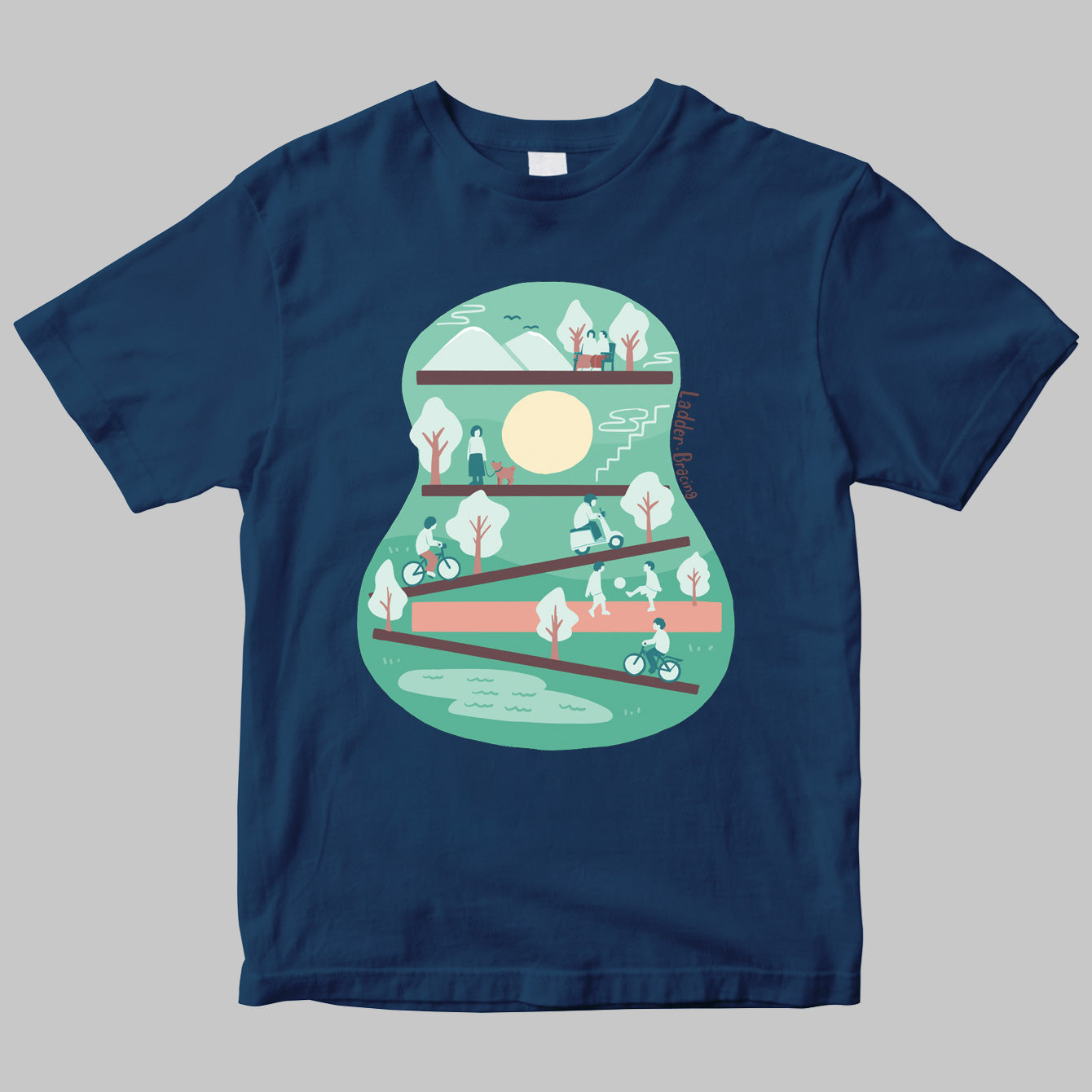 ラダー・ブレイシング・イラストTシャツ