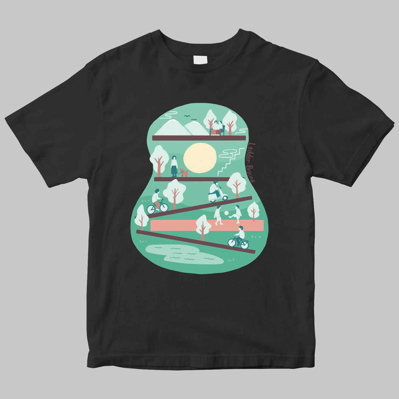 ラダー・ブレイシング・イラストTシャツ
