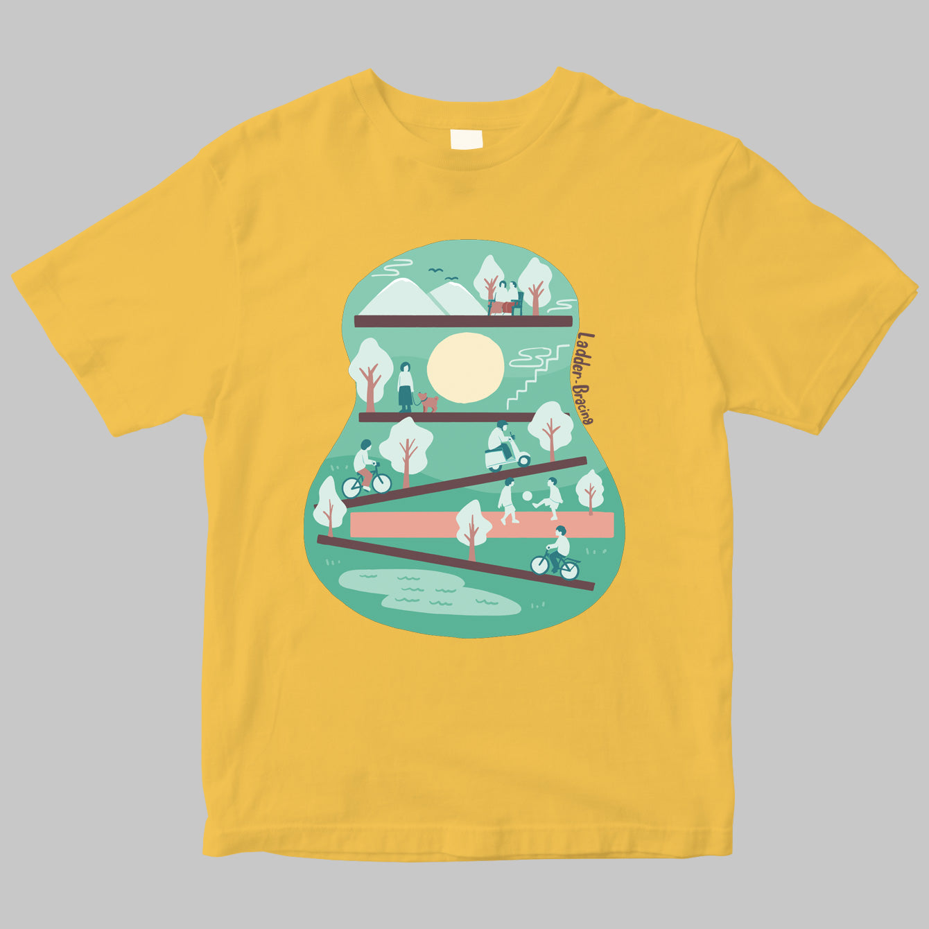 ラダー・ブレイシング・イラストTシャツ
