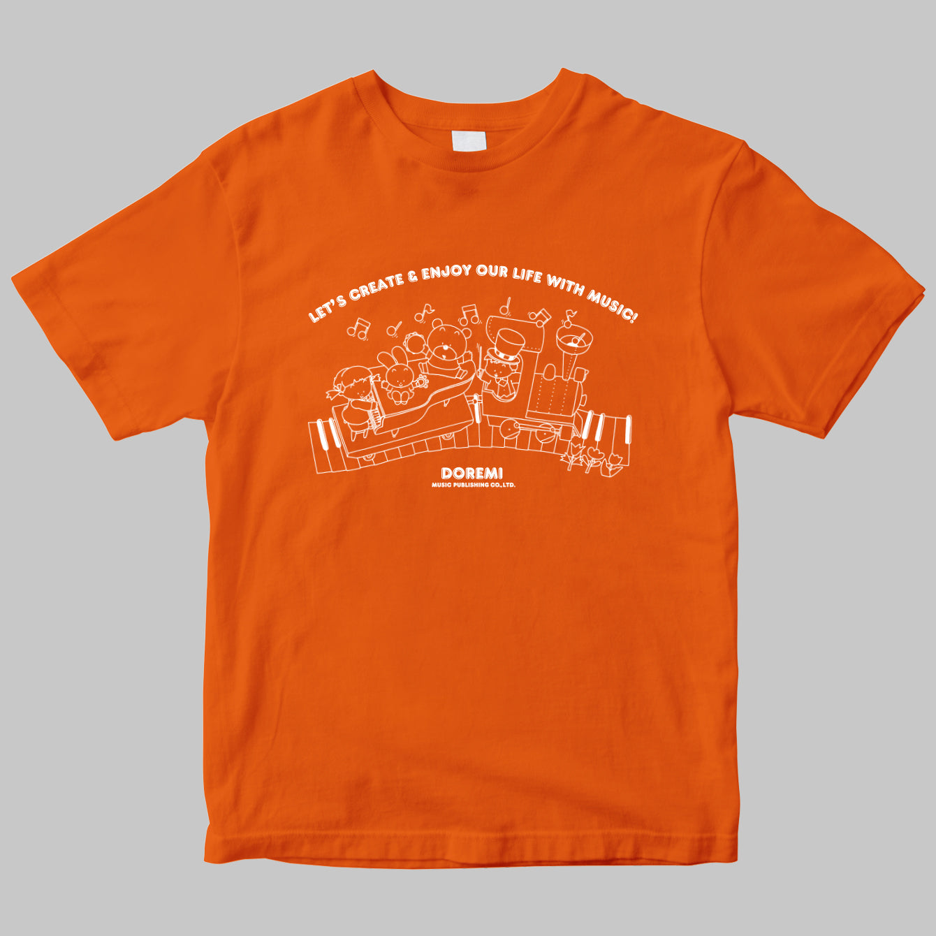 LET'S CREATE ＆ ENJOY OUR LIFE WITH MUSIC！
ドレミ楽譜出版社のイラストロゴTシャツ