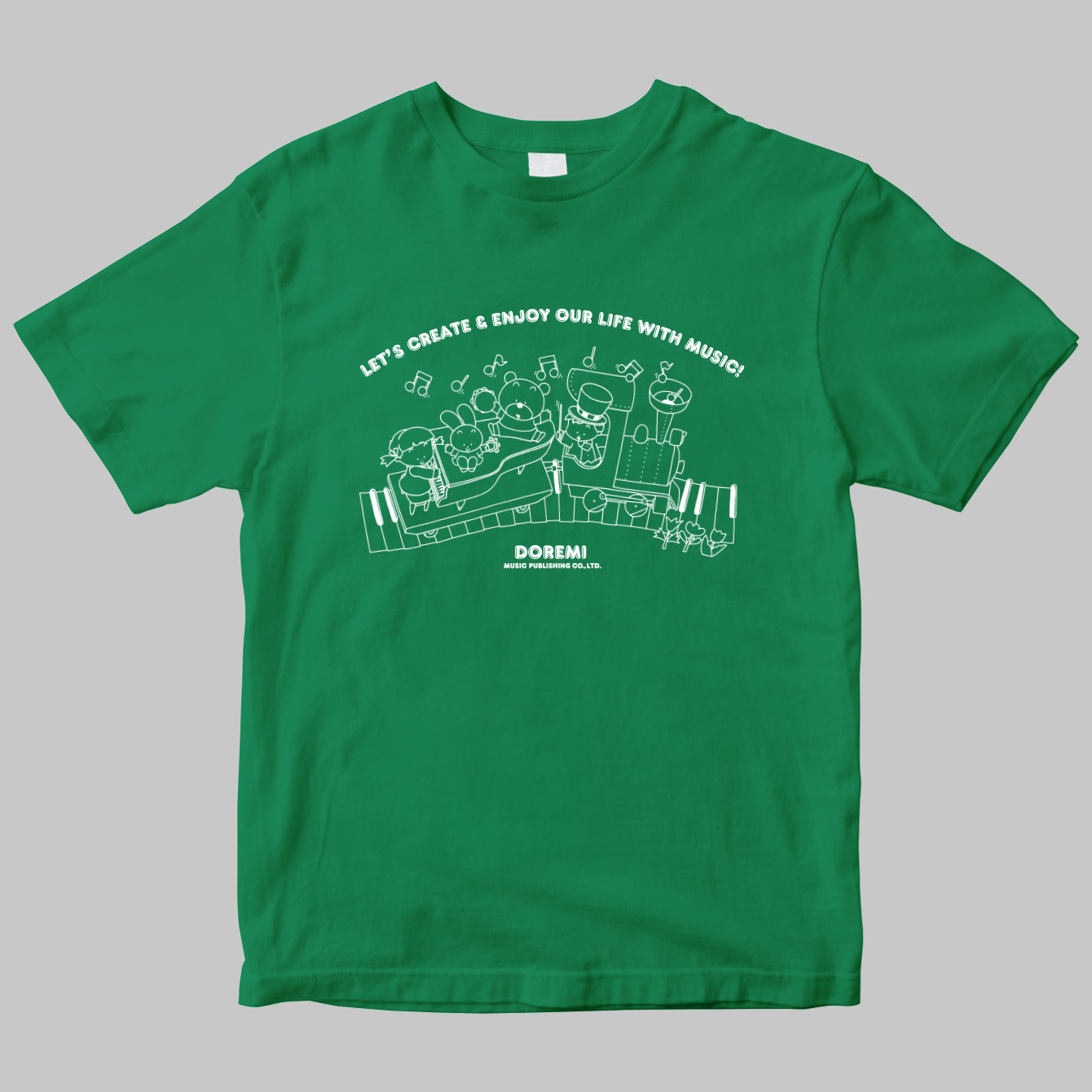 LET'S CREATE ＆ ENJOY OUR LIFE WITH MUSIC！
ドレミ楽譜出版社のイラストロゴTシャツ