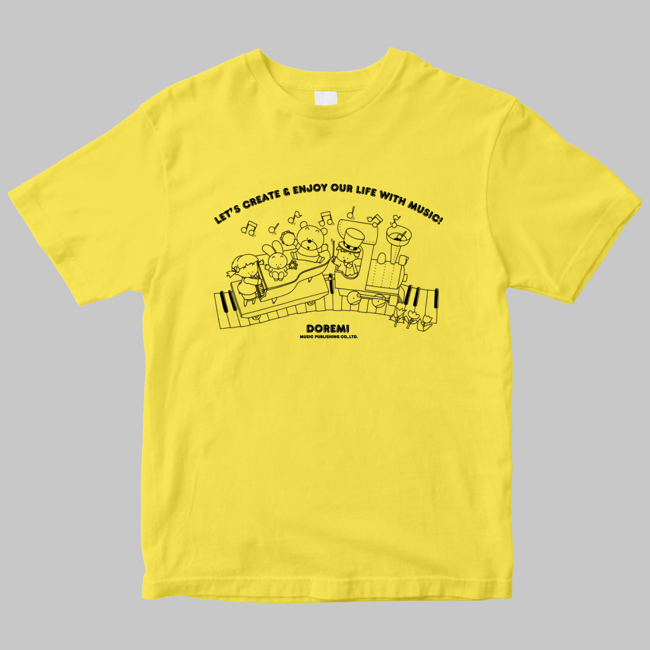LET'S CREATE ＆ ENJOY OUR LIFE WITH MUSIC！
ドレミ楽譜出版社のイラストロゴTシャツ