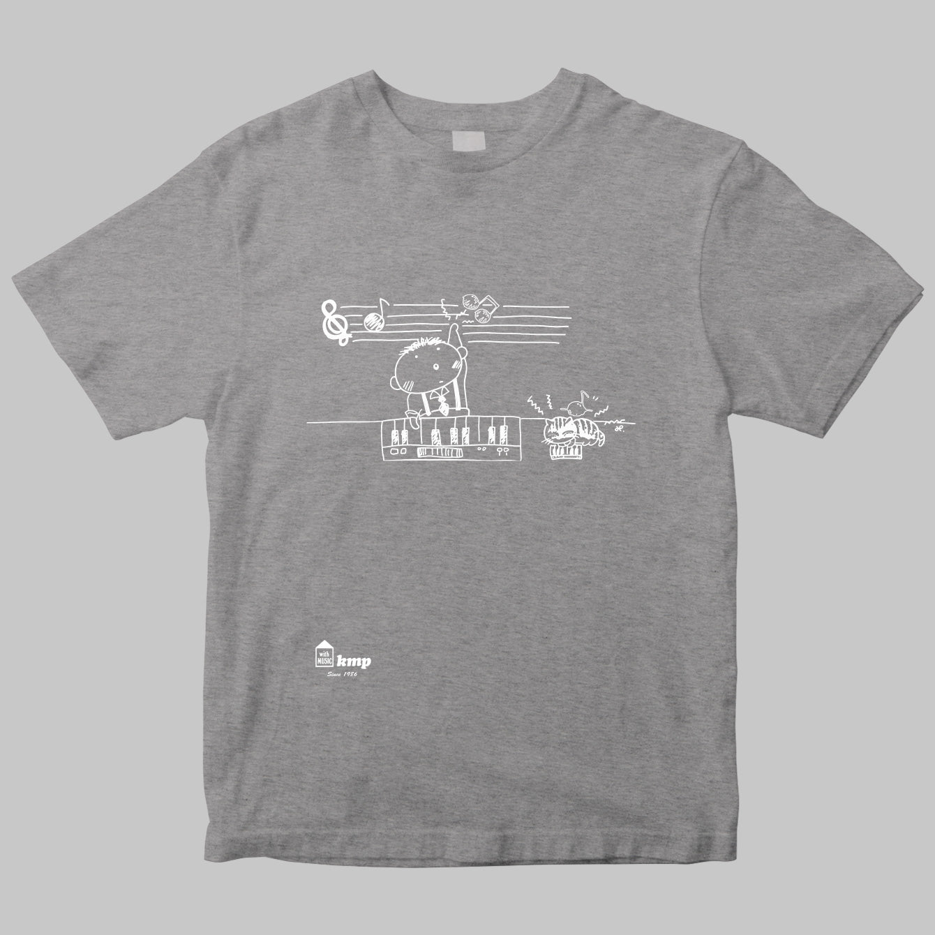 楽譜出版ケイ・エム・ピーのイラストTシャツ（昭和バージョン）