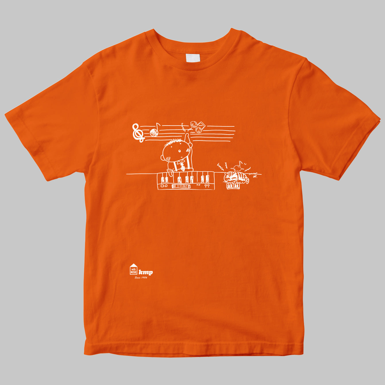 楽譜出版ケイ・エム・ピーのイラストTシャツ（昭和バージョン）