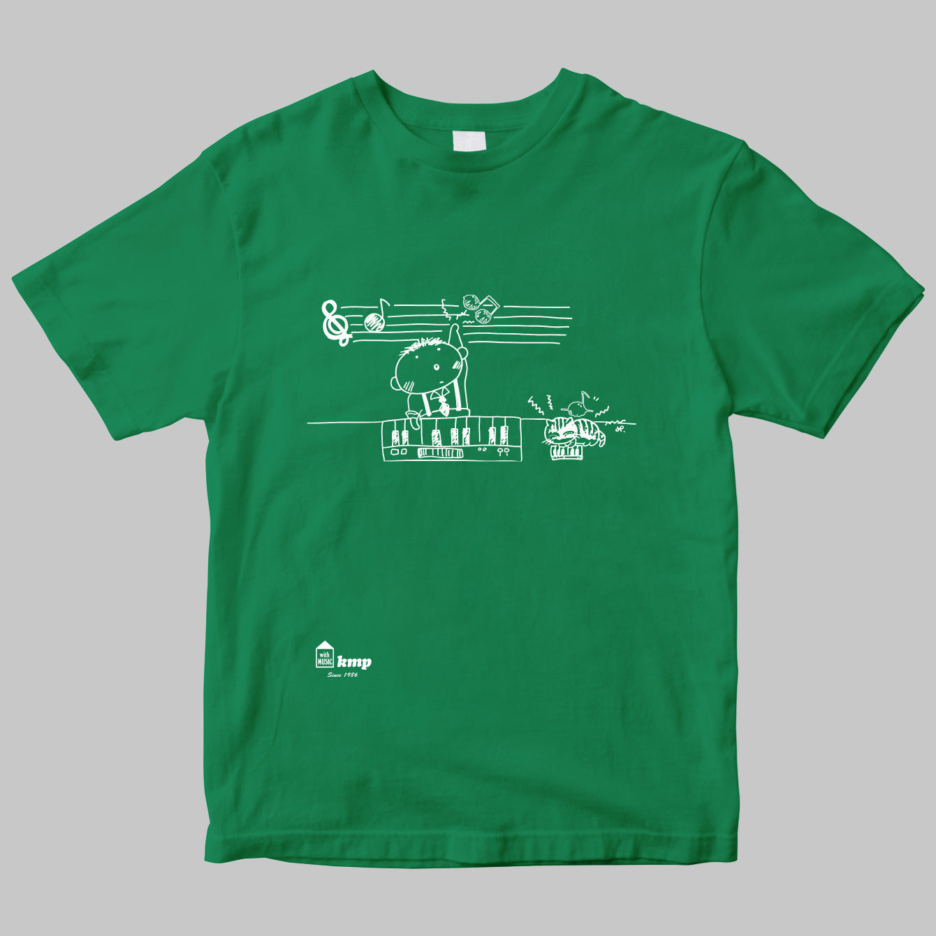 楽譜出版ケイ・エム・ピーのイラストTシャツ（昭和バージョン）
