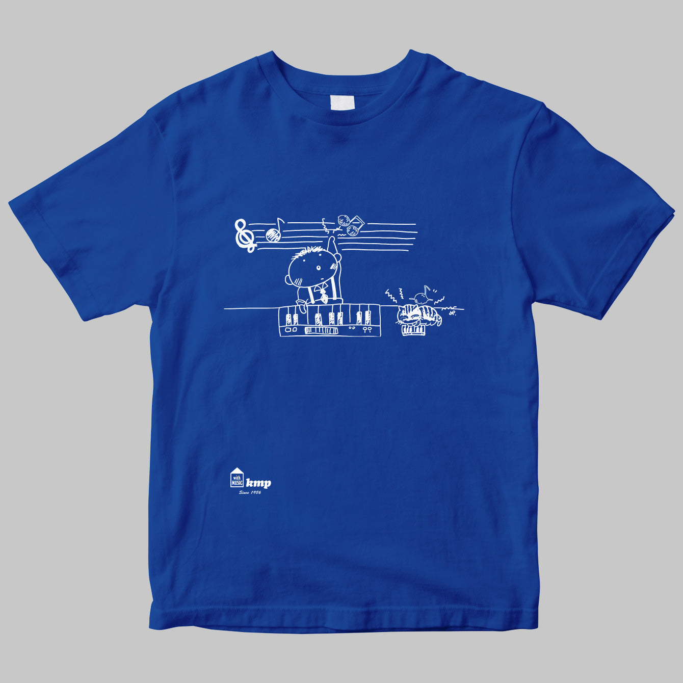 楽譜出版ケイ・エム・ピーのイラストTシャツ（昭和バージョン）