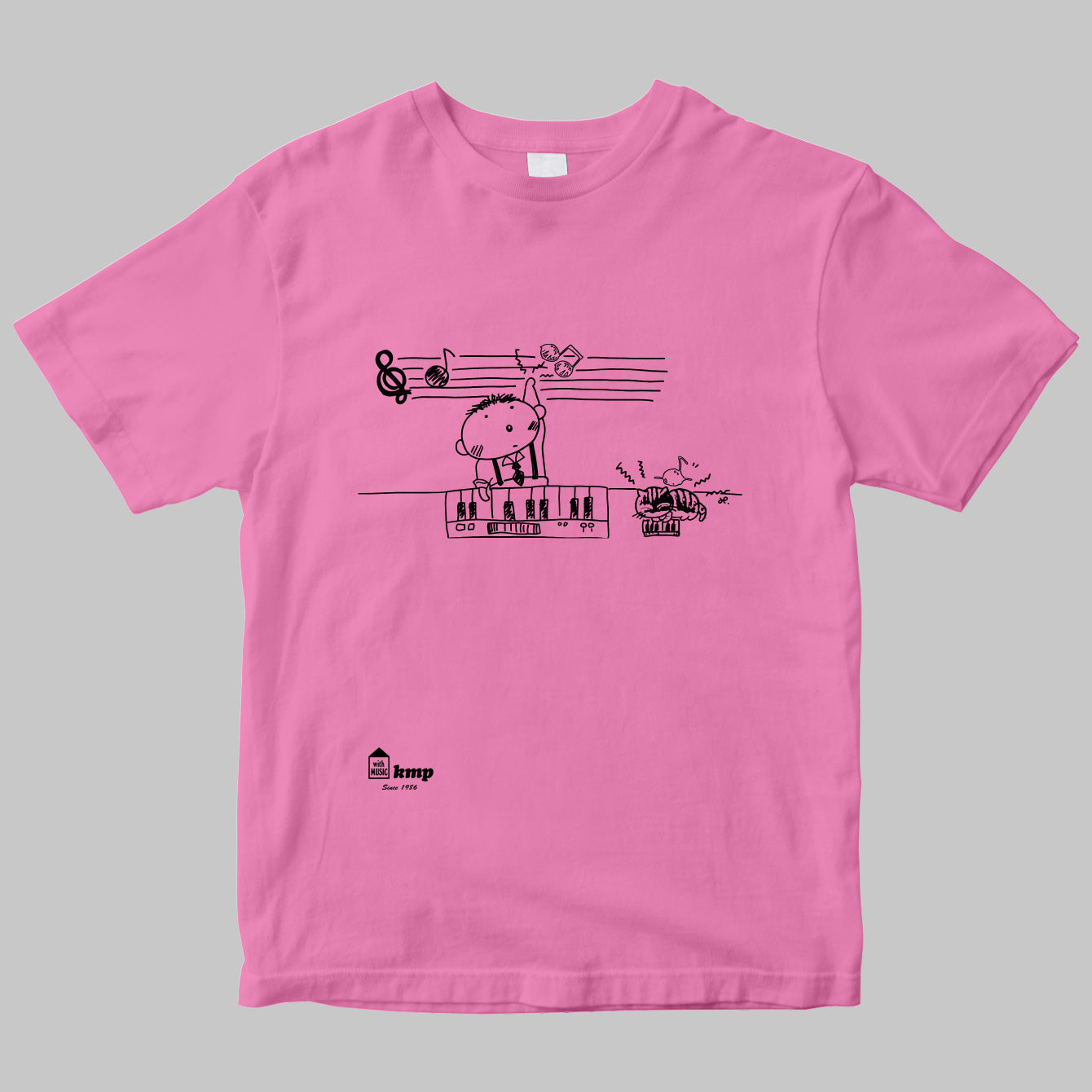 楽譜出版ケイ・エム・ピーのイラストTシャツ（昭和バージョン）