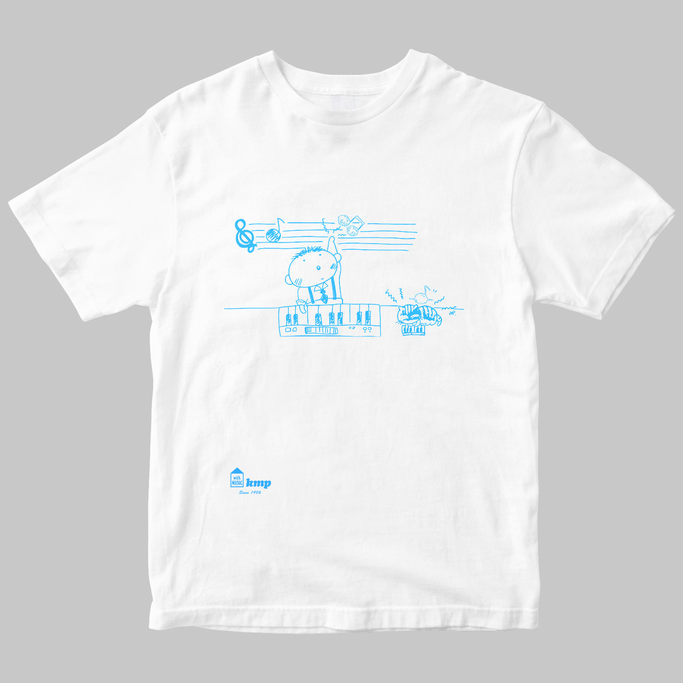 楽譜出版ケイ・エム・ピーのイラストTシャツ（昭和バージョン）