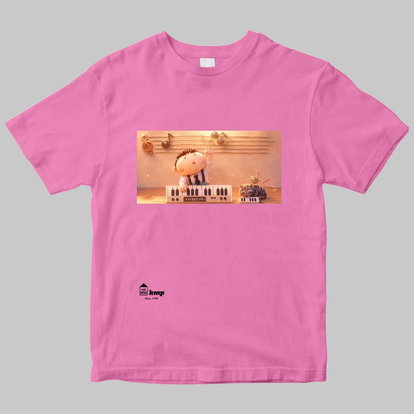 楽譜出版ケイ・エム・ピーのイラストTシャツ（令和バージョン）