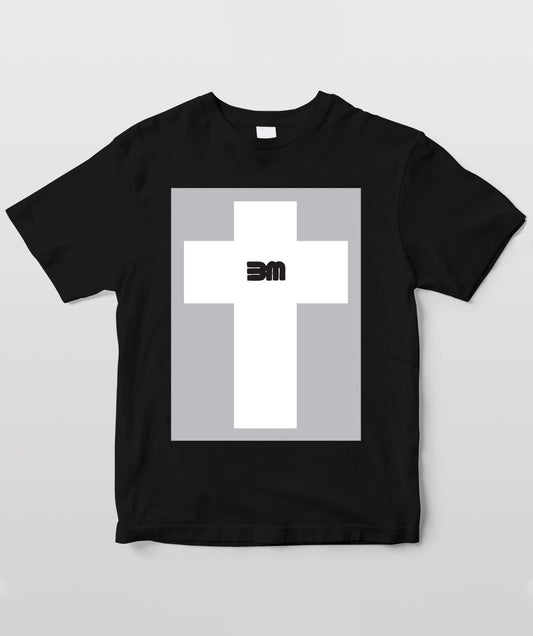 ベーマガ・ホワイト&グレー・クロス Tシャツ