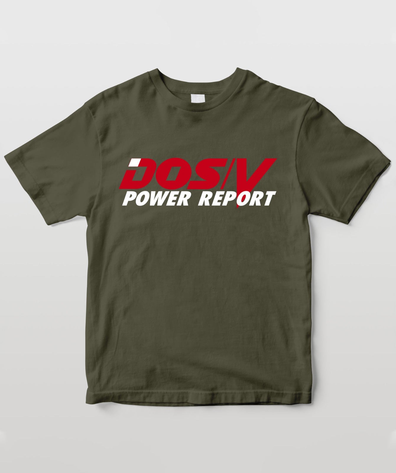 DOS/V POWER REPORT ロゴT アーミーグリーン＆ホワイト