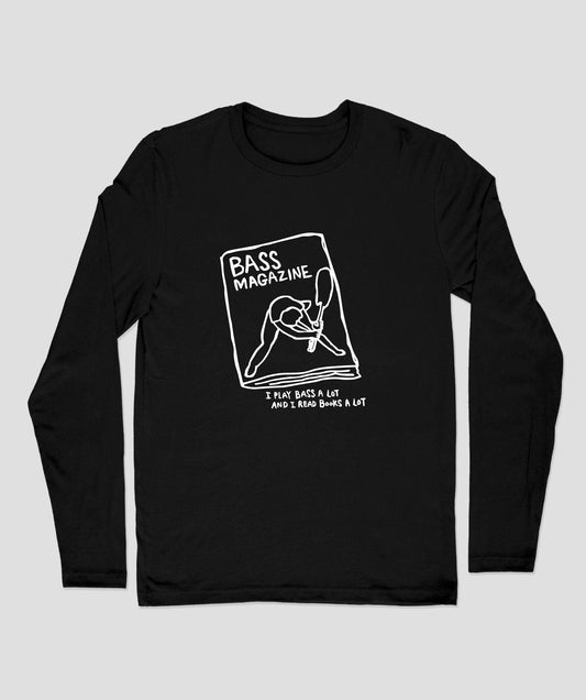 「I PLAY BASS A LOT」長袖Tシャツ(ブラック)