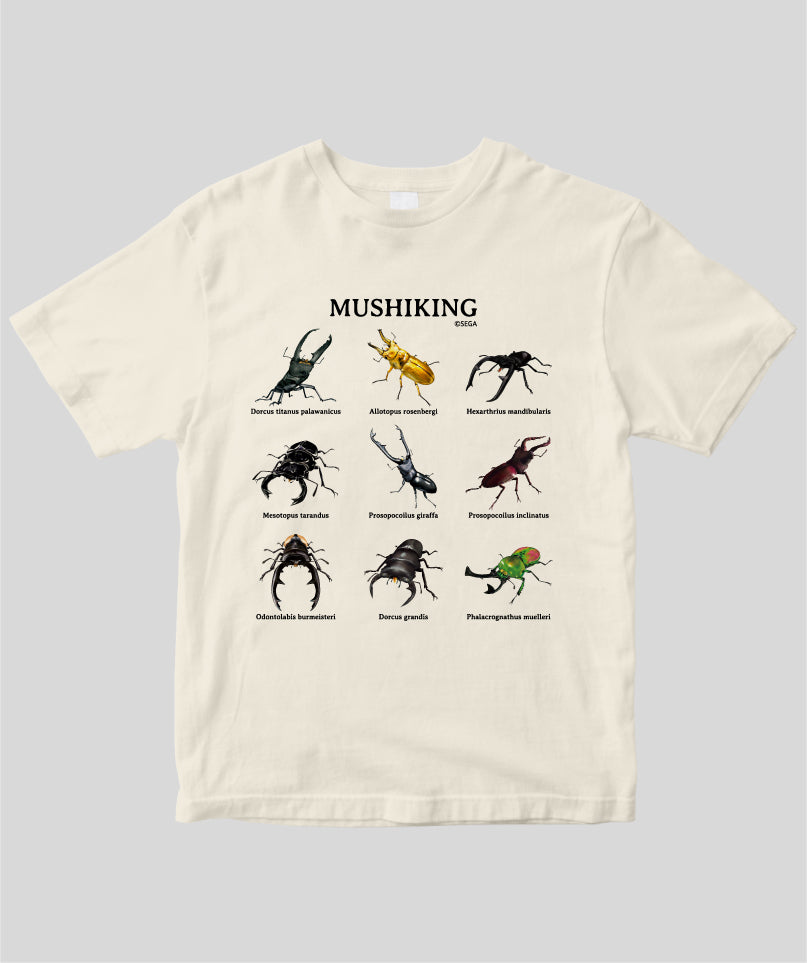 ムシキングTシャツ 9種の甲虫 クワガタVer.