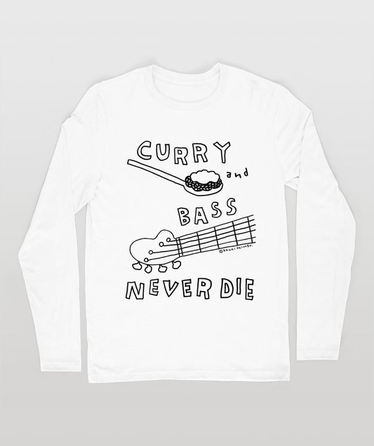 かわいしのぶ「CURRY and BASS NEVER DIE」長袖Tシャツ