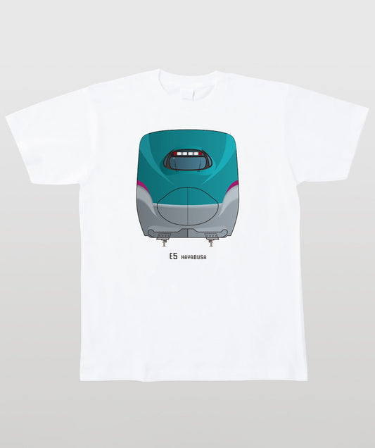 電車の顔図鑑Tシャツ E5系はやぶさ Type A