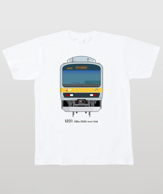 電車の顔図鑑Tシャツ E231系総武中央緩行線 Type A