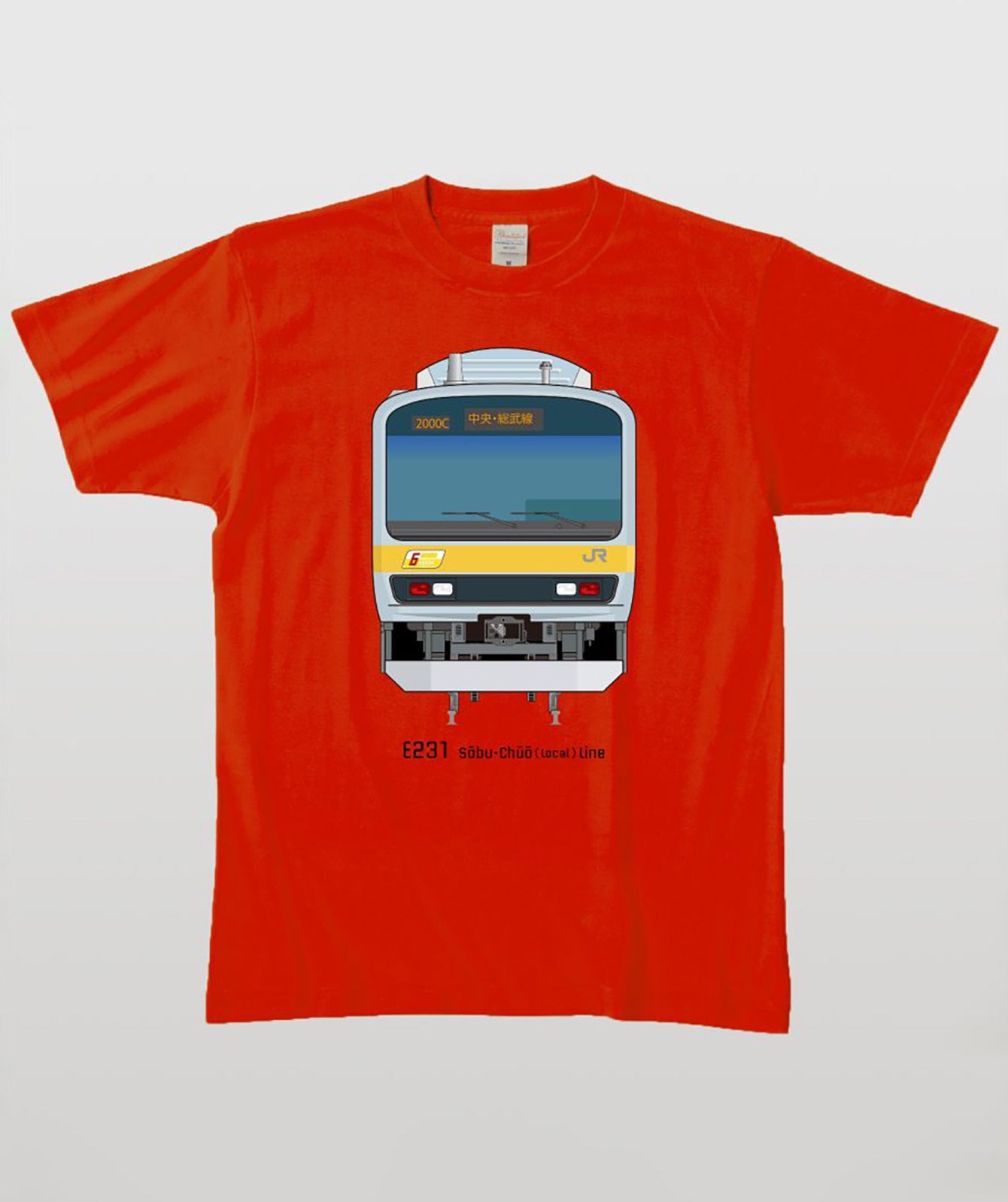 電車の顔図鑑Tシャツ E231系総武中央緩行線 Type A