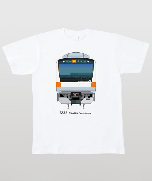 電車の顔図鑑Tシャツ E233系中央線快速 Type A