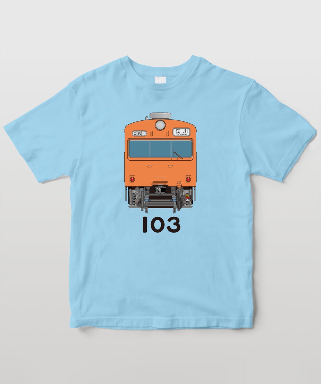 電車の顔図鑑Tシャツ 国鉄型103系電車オレンジバーミリオン色 TypeA