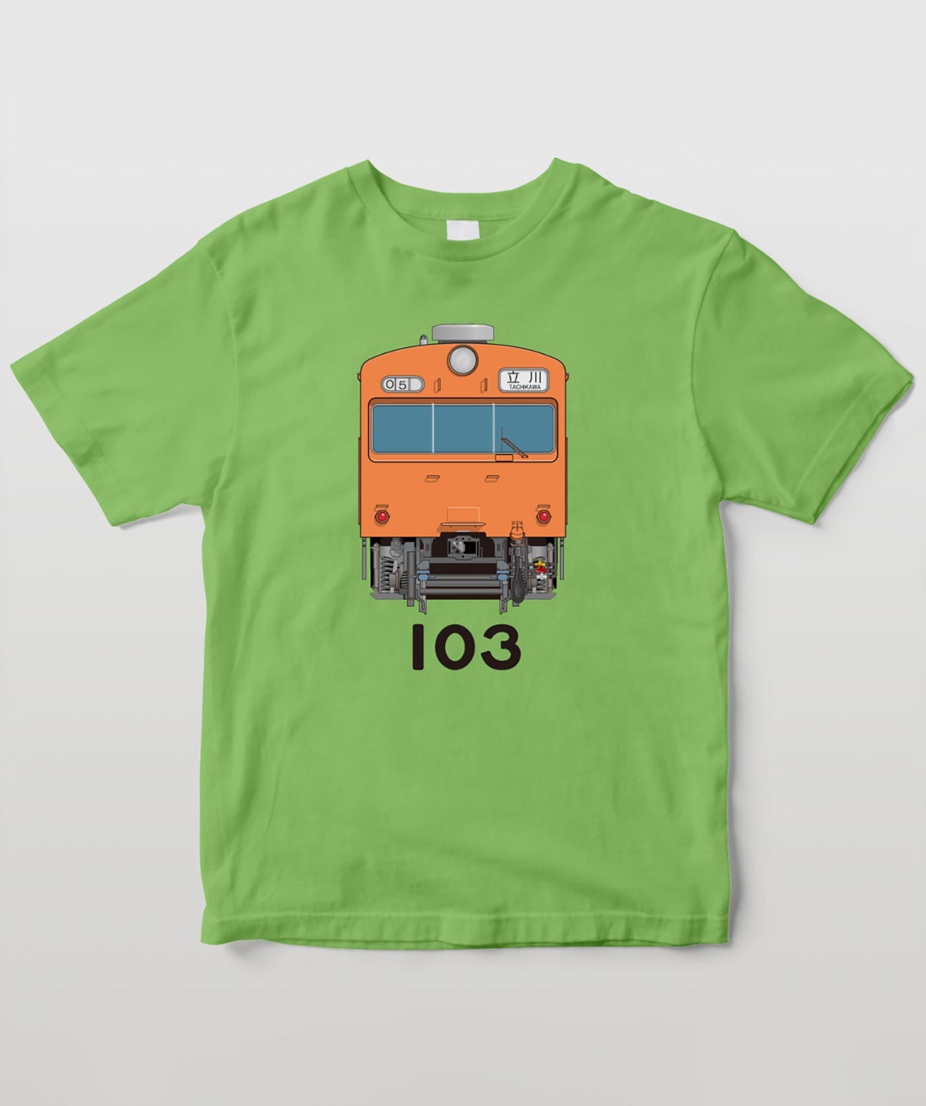 電車の顔図鑑Tシャツ 国鉄型103系電車オレンジバーミリオン色 TypeA