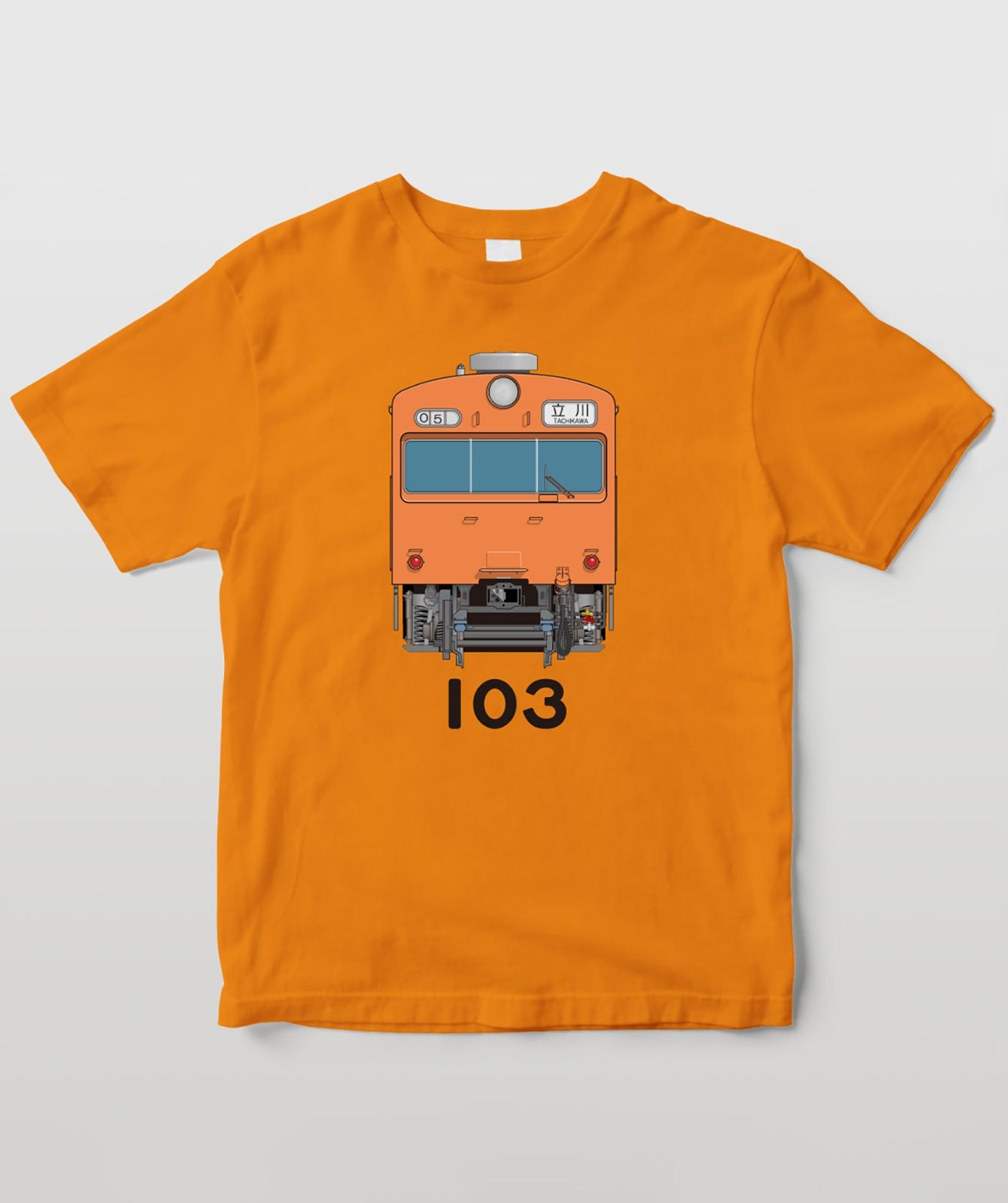 電車の顔図鑑Tシャツ 国鉄型103系電車オレンジバーミリオン色 TypeA